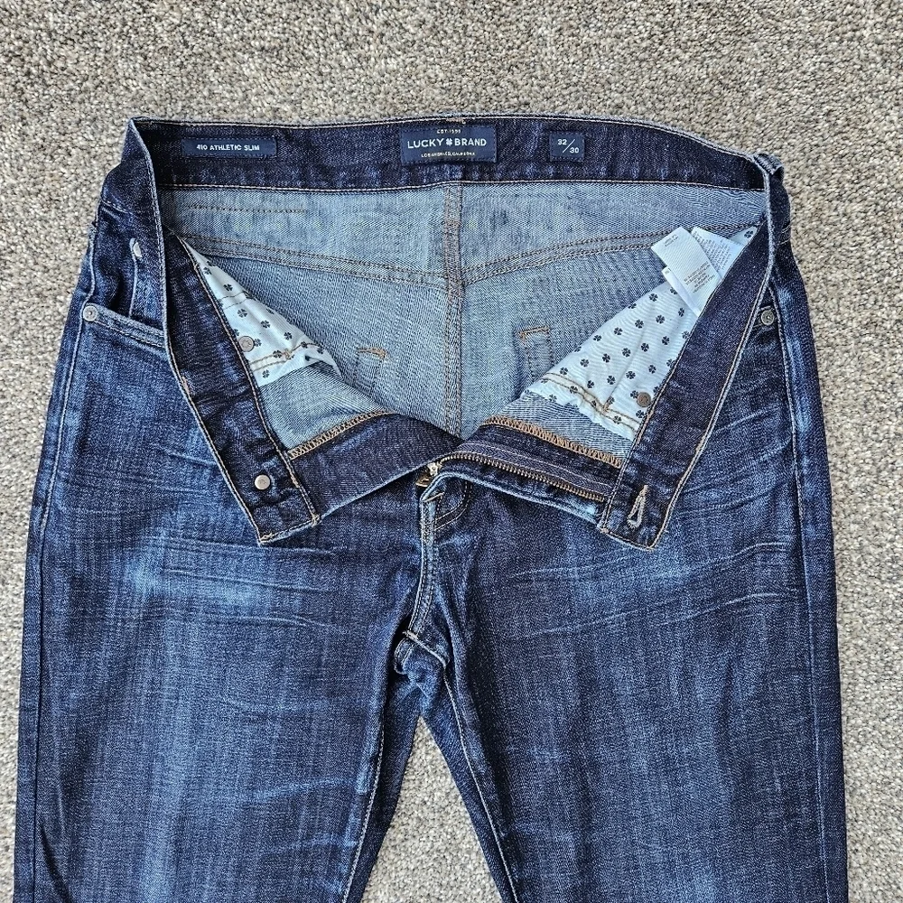 Lucky Brand Dark Wash 410 Athletic Slim Straight Leg Denim Jeans Mens 32/30